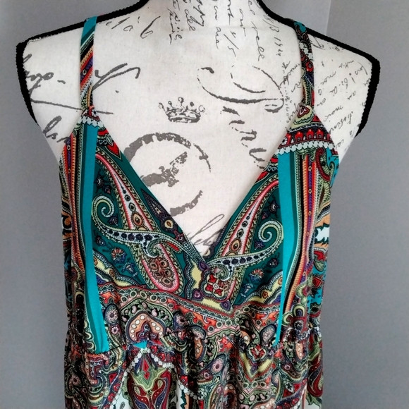Rhapsody Boho Multi-colored Paisley Print Maxi Dress - XL - Picture 2 of 8